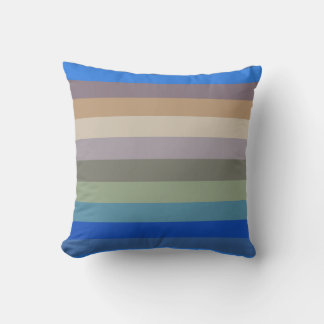 Calm Coastal Neutral Stripe Pattern in Blues and S Kissen