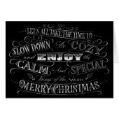 Calm + Cosy Merry Christmas Chalkboard Calligraphi (Vorderseite (Horizontal))