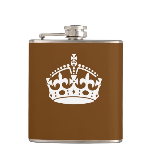 Calm Crown auf Brown behalten Flachmann (Vorderseite)