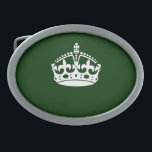 CALM CROWN behalten auf Forest Green anpassen Ovale Gürtelschnalle<br><div class="desc">Ein Behieltest im Stil einer ruhigen Krone auf einem soliden,  grünen Akzent im Wald,  können Sie individuell anpassen,  wenn Sie möchten,  mit etwas Text. Verwenden Sie den Link "Diesen Designer Gefragt",  um uns mit Ihren speziellen Designanfragen oder für Hilfe bei Ihren Anpassungsbedürfnissen zu kontaktieren.</div>