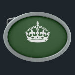 CALM CROWN behalten auf Forest Green anpassen Ovale Gürtelschnalle<br><div class="desc">Ein Behieltest im Stil einer ruhigen Krone auf einem soliden,  grünen Akzent im Wald,  können Sie individuell anpassen,  wenn Sie möchten,  mit etwas Text. Verwenden Sie den Link "Diesen Designer Gefragt",  um uns mit Ihren speziellen Designanfragen oder für Hilfe bei Ihren Anpassungsbedürfnissen zu kontaktieren.</div>