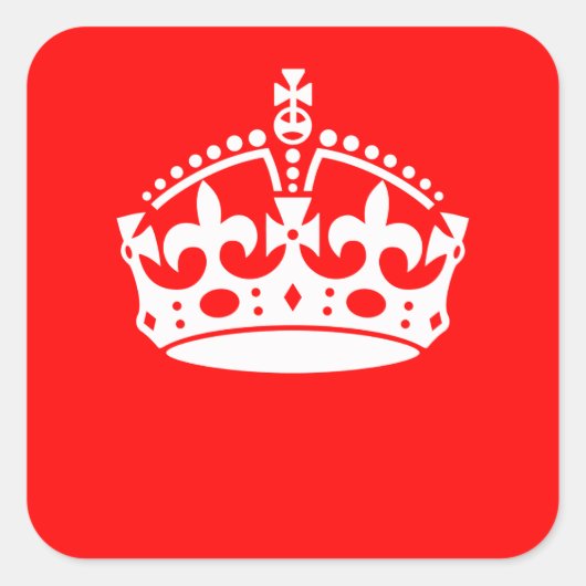 CALM CROWN behalten auf roter Dekoration Quadratischer Aufkleber (Vorderseite)