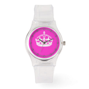 CALM-CROWN-Symbol auf Hot-Pink-Dekoration behalten Armbanduhr