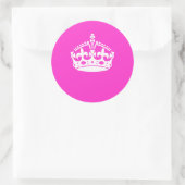 CALM-CROWN-Symbol auf Hot-Pink-Dekoration behalten Runder Aufkleber (Tasche)