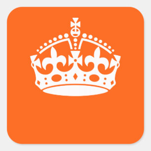 CALM-CROWN-Symbol auf Orange anpassen Quadratischer Aufkleber