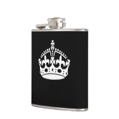 CALM-CROWN-Symbol auf Schwarz behalten Flachmann (Links)