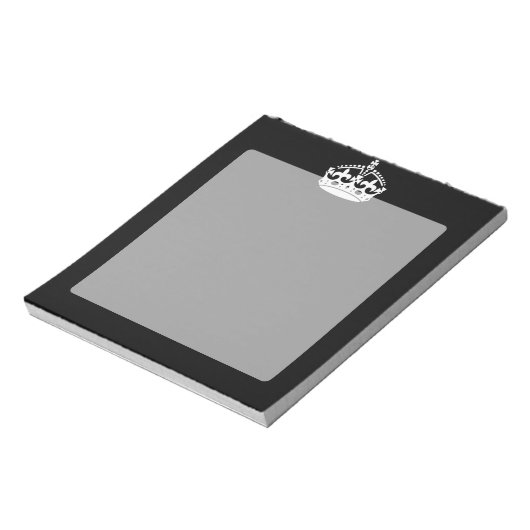 CALM-CROWN-Symbol auf Schwarz behalten Notizblock (Rotiert)