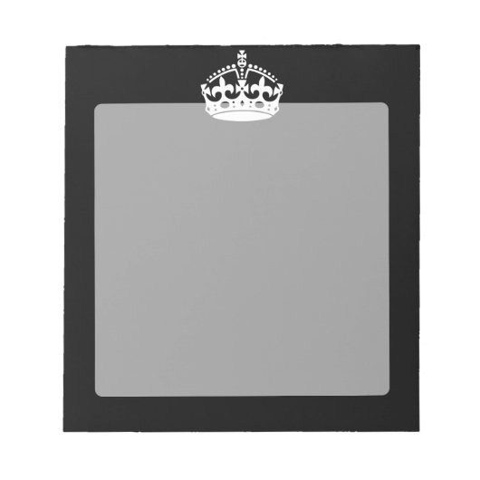 CALM-CROWN-Symbol auf Schwarz behalten Notizblock (Vorderseite)