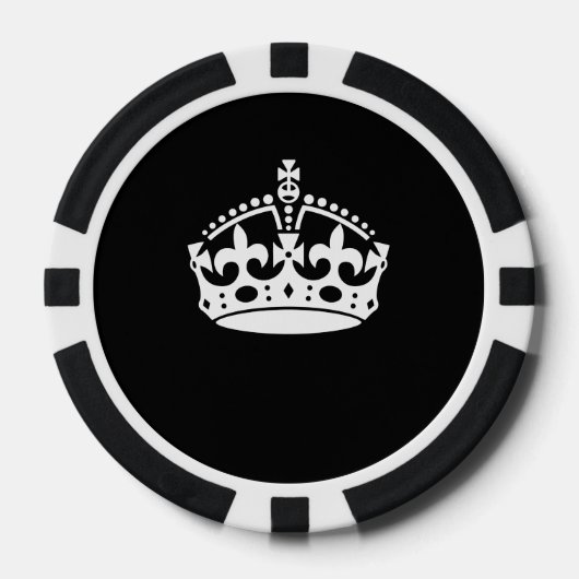 CALM-CROWN-Symbol auf Schwarz behalten Pokerchips (Vorderseite)
