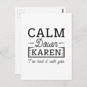 Calm Down Karen Postkarte (Vorne/Hinten)