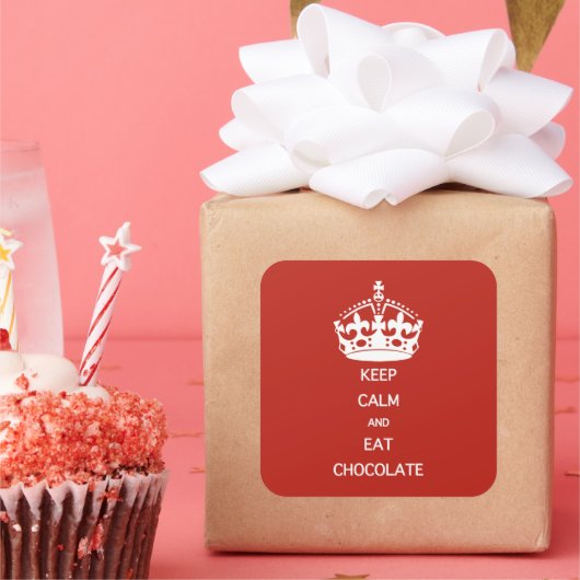 CALM-EAT-SCHOKOLADE behalten Quadratischer Aufkleber (Party)