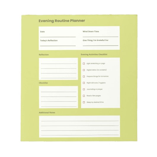 Calm Evening Routine Planner Notizblock (Vorderseite)
