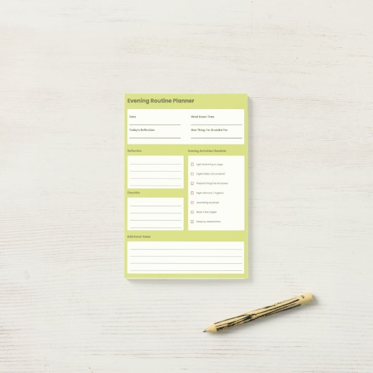 Calm Evening Routine Planner Post-it Klebezettel (Auf Schreibtisch)