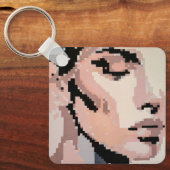 Calm female face in soft pixel tones schlüsselanhänger (Vorderseite)