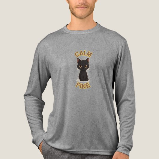 **Calm Fine Cat – Black & Gold Minimal Cat Art** Tri-Blend Shirt (Vorderseite)