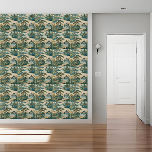 Calm Garden und Pagoda Chinoiserie Tile Fliese