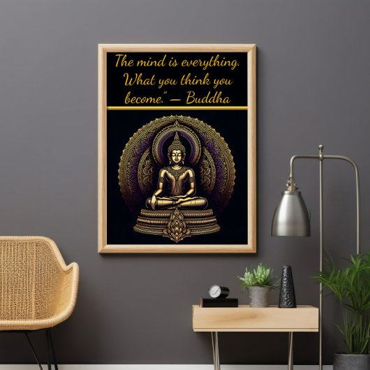 Calm gold Buddha in der Meditation Poster