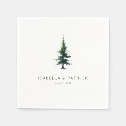 Calm Green Minimalist Evergreen Tree Serviette (Vorderseite)
