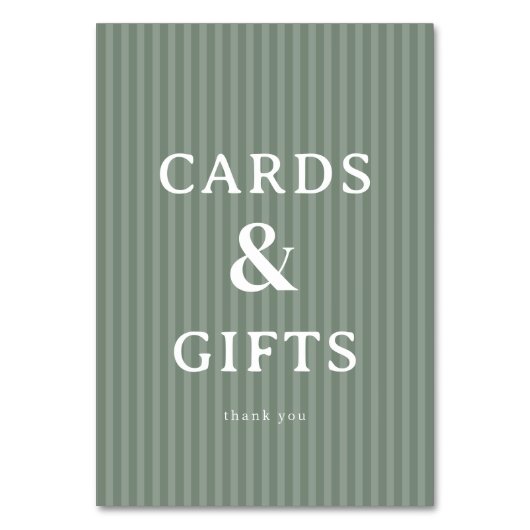 Calm Green Minimalist Gratitude Card Tischnummer (Vorderseite)