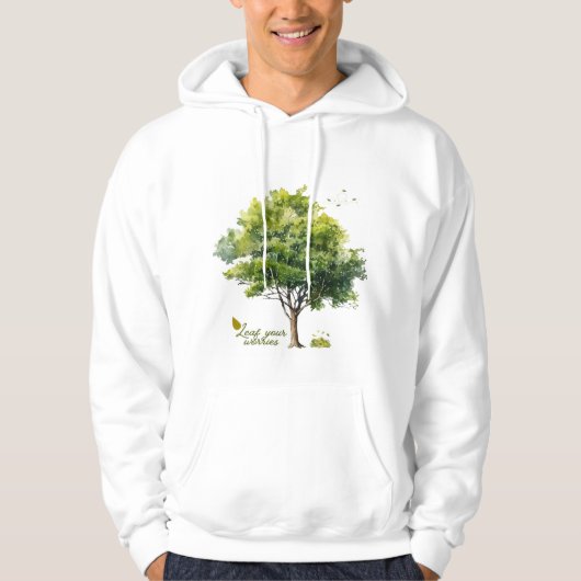 Calm Greens Watercolor Tree Quote Hoodie (Vorderseite)