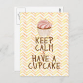 Calm haben Cupcake behalten - Zickzack Hintergrund Postkarte (Vorne/Hinten)