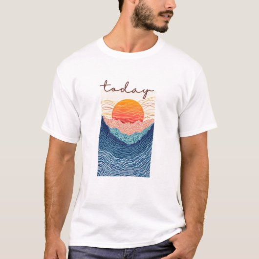 Calm Horizon Valley Line Art T-Shirt (Vorderseite)