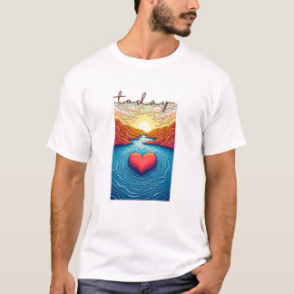 Calm Horizon Valley Line Art T-Shirt