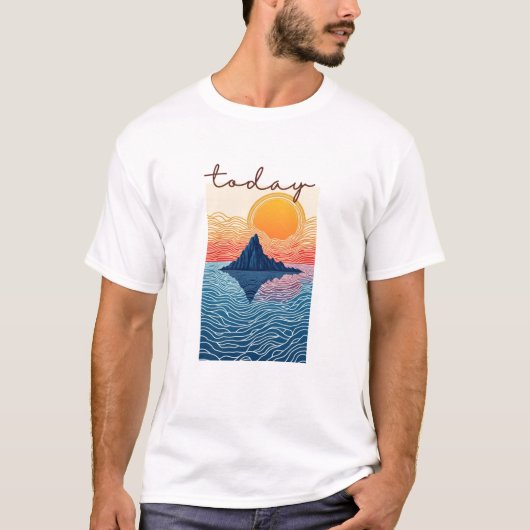 Calm Horizon Valley Line Art T-Shirt (Vorderseite)