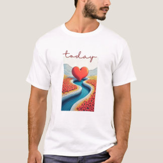 Calm Horizon Valley Line Art T-Shirt