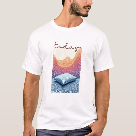 Calm Horizon Valley Line Art T-Shirt (Vorderseite)