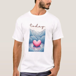 Calm Horizon Valley Line Art T-Shirt