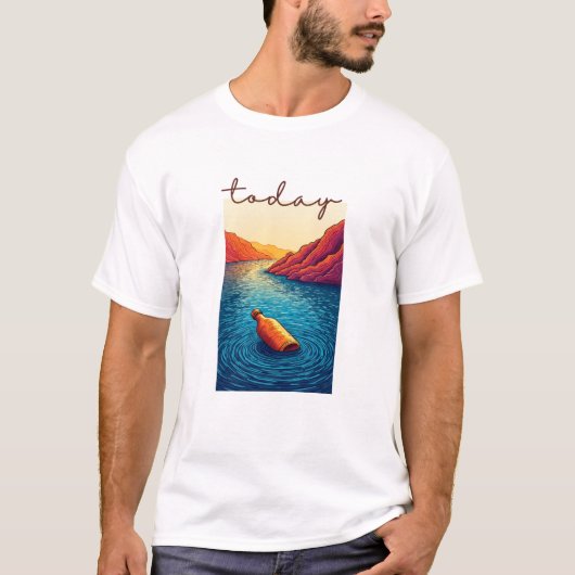 Calm Horizon Valley Line Art T-Shirt (Vorderseite)