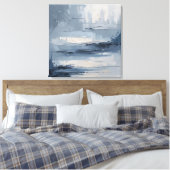 Calm Horizons - Abstraktes blau und grau getexturi Leinwanddruck (Insitu (Schlafzimmer))