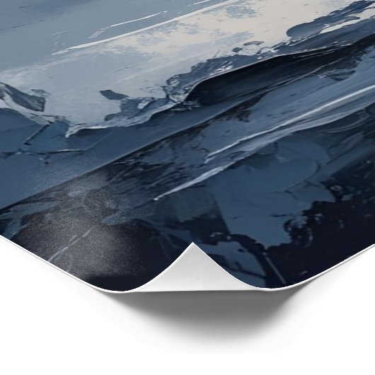 Calm Horizons - Abstraktes blau und grau getexturi Poster (Ecke)