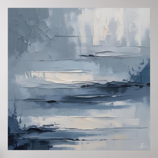 Calm Horizons - Abstraktes blau und grau getexturi Poster (Vorne)