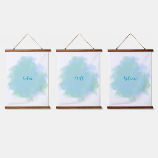 Calm immer noch Wall Art Tapestries Blue Green Wandteppich Mit Holzrahmen (Dreifach)