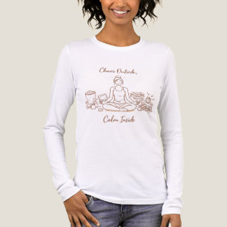 Calm Inside Yoga Girl – Line Art Relaxation Tri-Blend Shirt