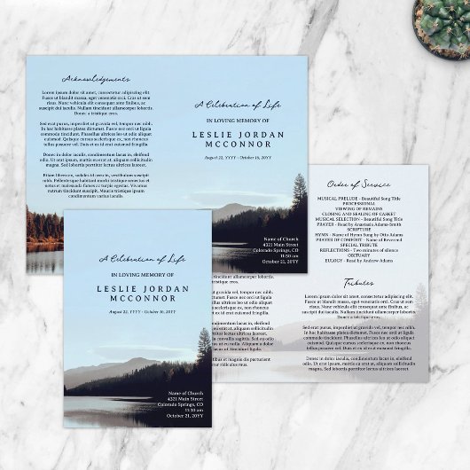 Calm Lake Celebration of Life Funeral Program