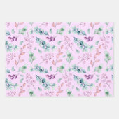 Calm Lavender & Green Floral 3 Koordinaten Geschenkpapier Set (Vorderseite)