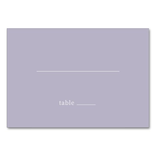 Calm Lavender Minimalist Table Number Tischnummer (Vorderseite)