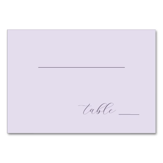 Calm Lavender Minimalist Table Sign Tischnummer (Vorderseite)