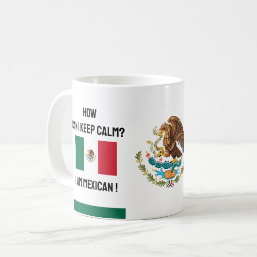 Calm Mexico & Funny Text behalten, mexikanische Fl Kaffeetasse (Vorderseite Links)