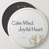 Calm Mind Joyful Heart Buddha Zitat Button (Vorne & Hinten)