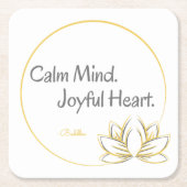 Calm Mind Joyful Heart Buddha Zitat Rechteckiger Pappuntersetzer (Vorderseite)
