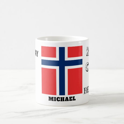 Calm mit norwegischer Flagge behalten Kaffeetasse (Mittel)