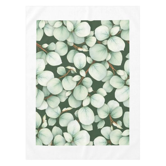 Calm Modern Eucalyptus Leaf Spring Tablecloth Tischdecke (Vorderseite)