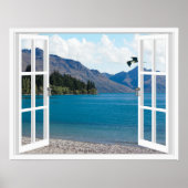 Calm Mountain Lake Artificial Window View Poster (Vorne)