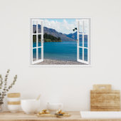 Calm Mountain Lake Artificial Window View Poster (Küche)