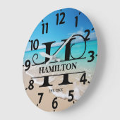 Calm Ocean Front H Monogram Große Wanduhr (Winkel)
