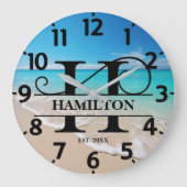 Calm Ocean Front H Monogram Große Wanduhr (Vorderseite)